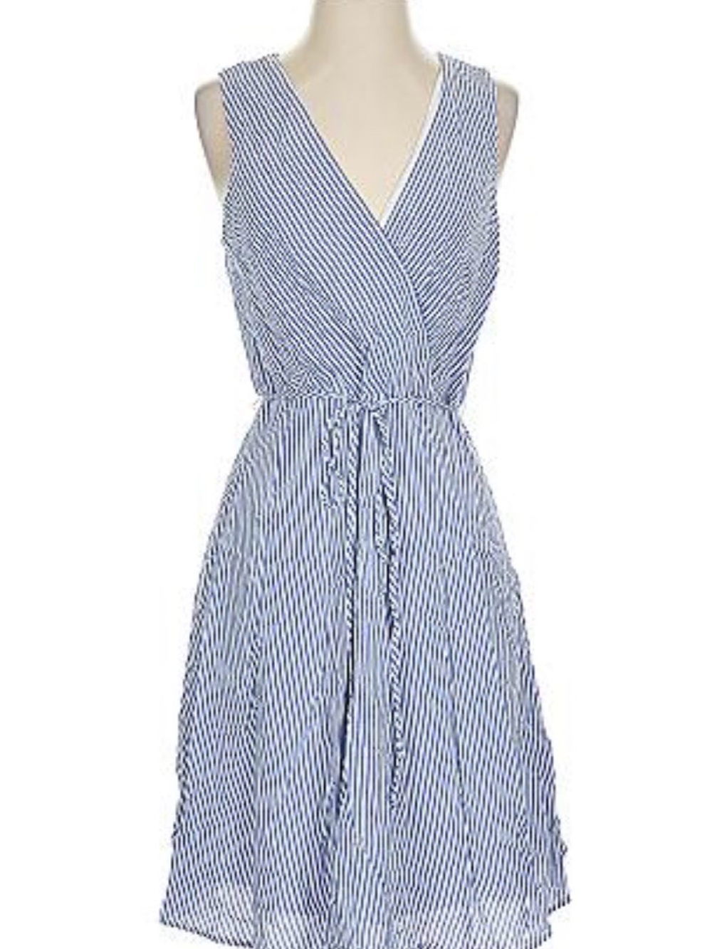Banana Republic Blue and White Striped Wrap Midi Dress